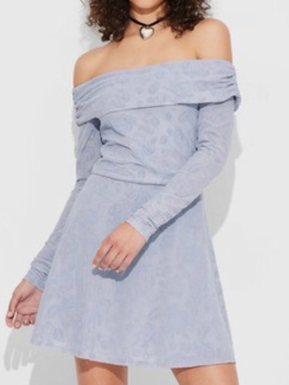 wild fable baby Blue Floral Jacquard Cowl Neck Dress